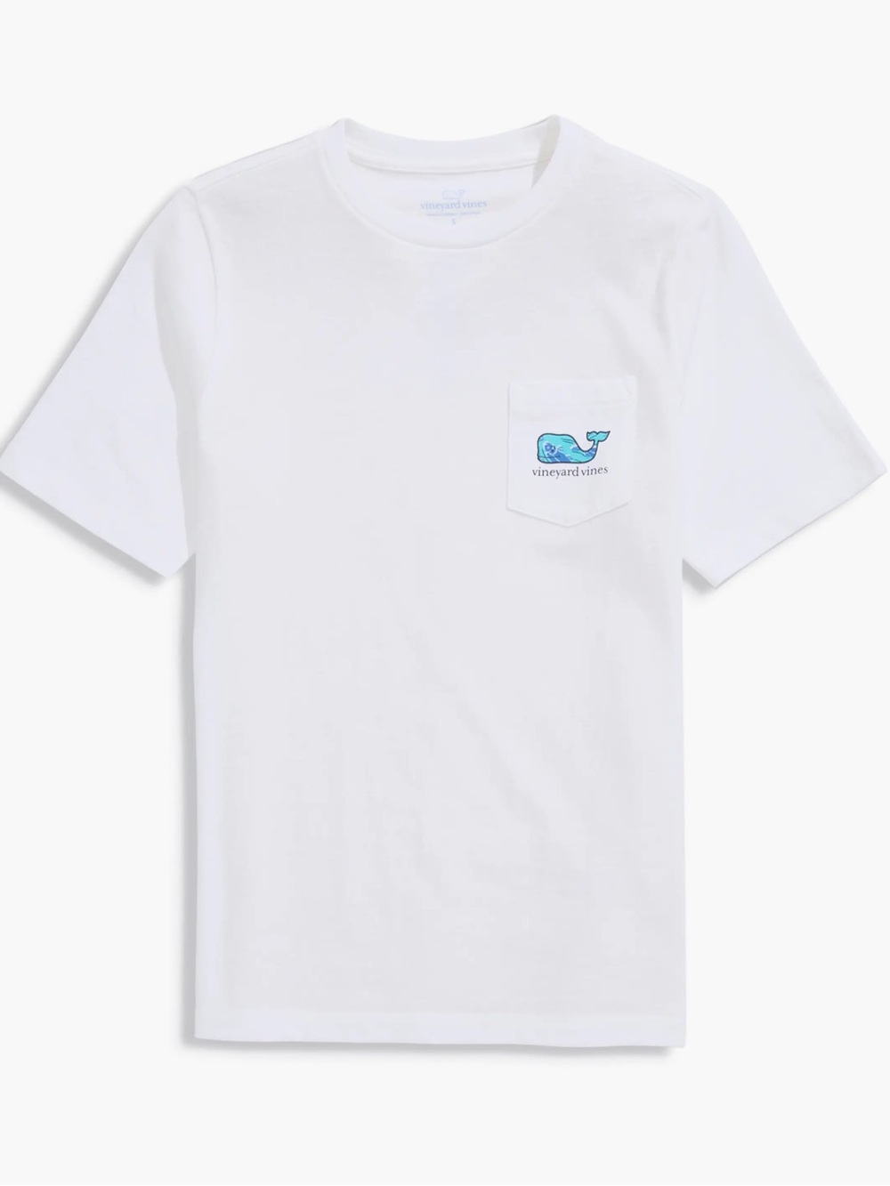 Vineyard Vines White Kids Pocket Tee with Blue Whale